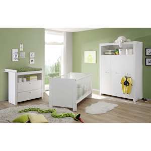 Oley Baby Room Wooden Furniture Set In White - UK