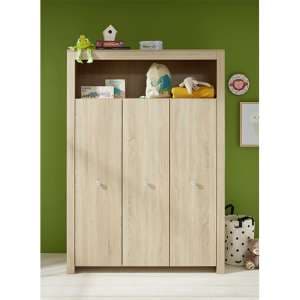 Oley Kids Room Wooden Wardrobe In Sagerau Light Oak - UK