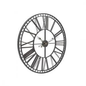 Oliver Wall Clock In Black Iron With Glass Front Panel - UK