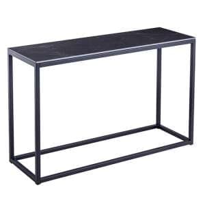 Olivia Sintered Stone Console Table In Mooney Black - UK