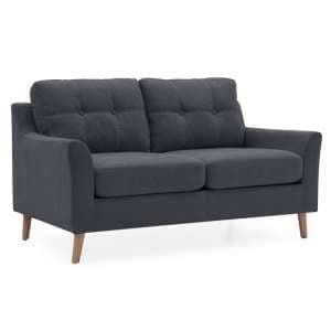 Olton Fabric 2 Seater Sofa With Wooden Legs In Charcoal - UK