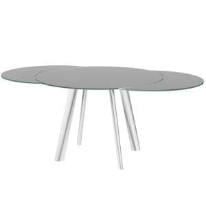 Osterley Swivel Extending Grey Glass Dining Table - UK