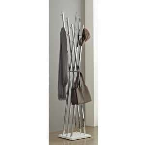 Orem Metal Coat Stand In Chrome With White Base - UK