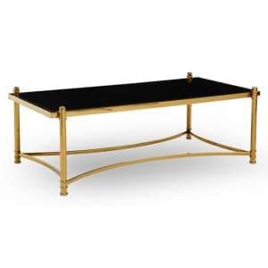 Orion Black Glass Top Coffee Table With Gold Metal Frame - UK