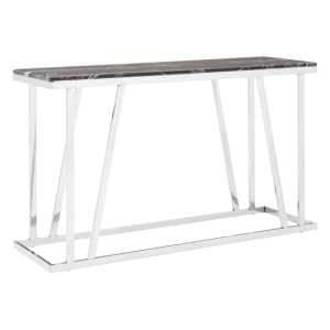 Orion Black Marble Top Console Table With Chrome Frame - UK