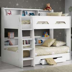 Oihane Wooden Bunk Bed In Pure White - UK