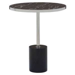 Orizone Black Marble End Table With Silver Steel Frame - UK