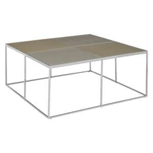 Orizone Glass Coffee Table With Chrome Stainless Steel Frame - UK