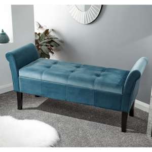 Otterburn Fabric Upholstered Window Seat Bench In Teal - UK