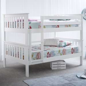 Oslo Wooden Quadruple Small Double Bunk Bed In White - UK
