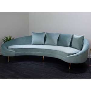 Osmodin Upholstered Velvet 4 Seater Sofa In Light Blue - UK
