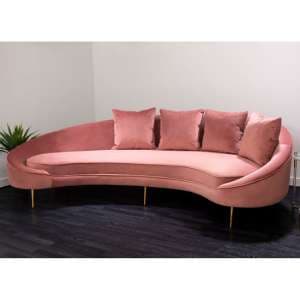 Osmodin Upholstered Velvet 4 Seater Sofa In Salmon Pink - UK