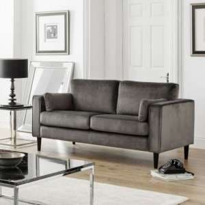 Hachi 2 Seater Sofa In Grey Velvet With Wooden Legs - UK