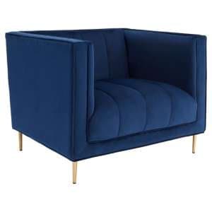 Otyliya Upholstered Velvet Armchair In Deep Blue - UK