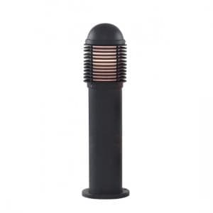Outdoor Post Light In Black With Ridges Top And White Diffuser - UK