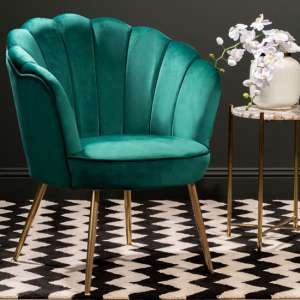 Ovaley Upholstered Velvet Accent Chair In Emerald Green - UK