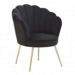 Ovaley Upholstered Velvet Accent Chair In Black - UK
