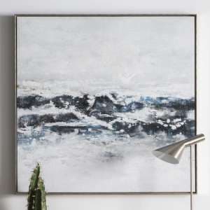 Pacifica Ocean Waves Framed Wall Art In Blue And White - UK