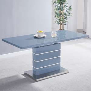Parini Extending High Gloss Dining Table In Grey With Glass Top - UK