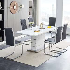 Parini Extendable Dining Table 6 Symphony Black White Chairs - UK
