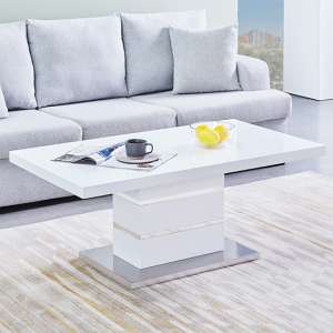 Parini Rectangular High Gloss Coffee Table In White - UK