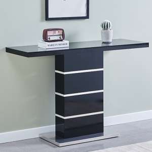 Parini High Gloss Console Table In Black With Glass Top - UK