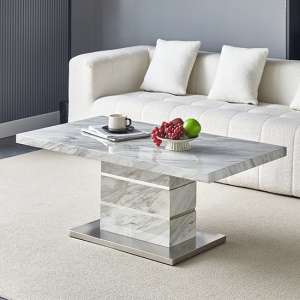 Parini High Gloss Coffee Table In Magnesia Marble Effect - UK