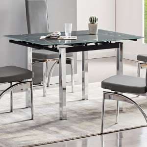 Paris Extending Grey Glass Dining Table With Chrome Metal Legs - UK