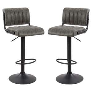 Paris Grey Woven Fabric Bar Stools With Black Base In A Pair - UK