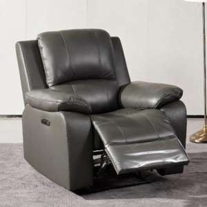 Parker Faux Leather Electric Recliner Armchair In Grey - UK
