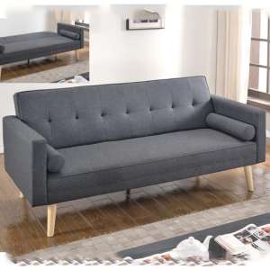 Parlan Linen Fabric Sofa Bed In Dark Grey - UK
