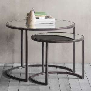 Parlays Glass Nest Of 2 Coffee Tables With Metal Frame - UK