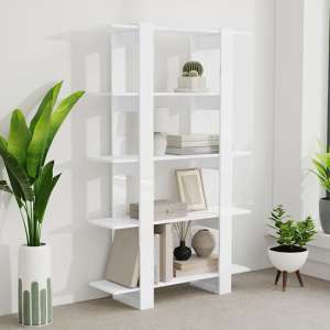 Parry High Gloss Bookcase And Room Divider In White - UK