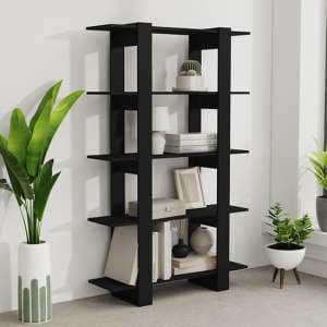 Parry Wooden Bookcase And Room Divider In Black - UK