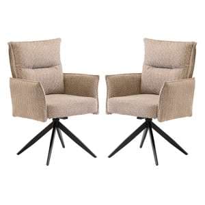 Paxton Swivel Oyster Boucle Fabric Dining Chairs In Pair - UK