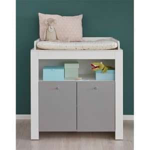 Peco Storage Cabinet With Changer Top In White And Light Grey - UK