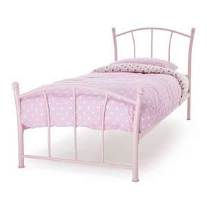 Penny Metal Single Bed In Pink Gloss - UK