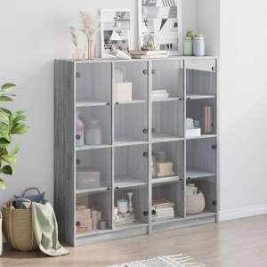 Penrith Wooden Bookcase With 16 Shelves In Grey Sonoma - UK
