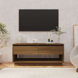 Perdy Wooden TV Stand With 2 Drawers In Brown Oak - UK