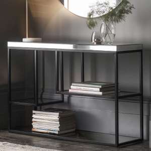Petard Mirrored Console Table With Black Metal Frame - UK