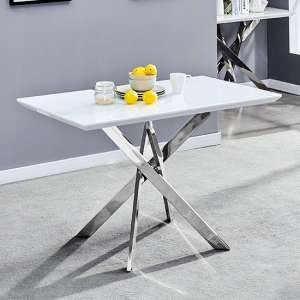 Petra Small Glass Top High Gloss Dining Table In White - UK