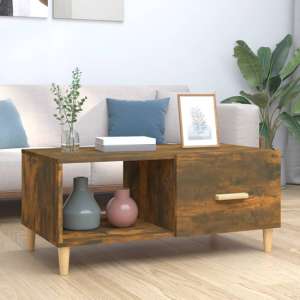 Plano Wooden Coffee Table With 1 Flap In Smoked Oak - UK