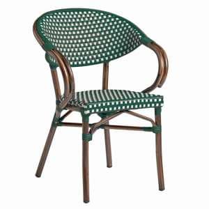 Ponte Outdoor Stacking Armchair In White With Green Weave - UK