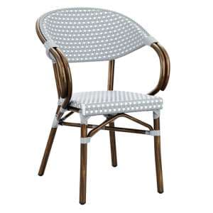 Ponte Outdoor Stacking Armchair In White With Pacific Weave - UK