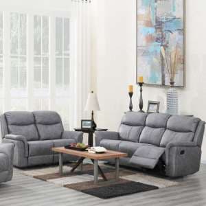 Portland Fabric 3 And 2 Seater Sofa Suite In Silver Grey - UK