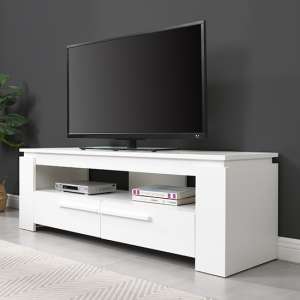 Portland Wooden TV Stand With 2 Drawers In White - UK