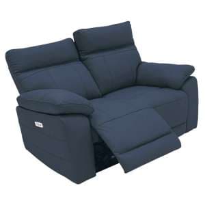 Posit Electric Recliner Leather 2 Seater Sofa In Indigo Blue - UK