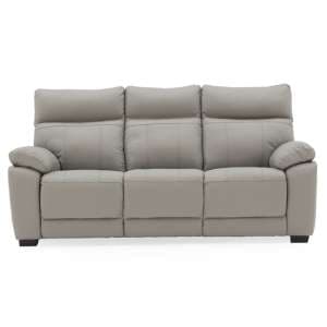 Posit Leather 3 Seater Sofa In Light Grey - UK