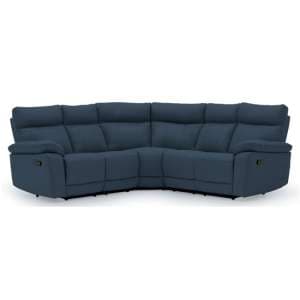 Posit Recliner Leather Corner Sofa In Indigo Blue - UK