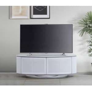 Lanza High Gloss TV Stand With Push Release Doors In White - UK